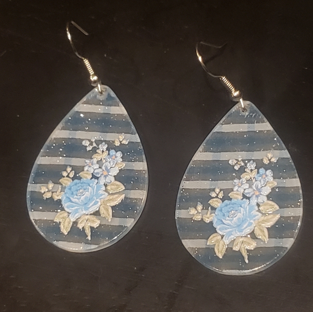Blue Floral Earrings